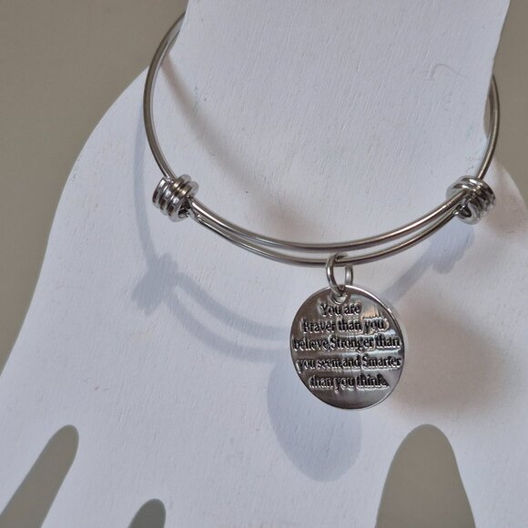 NWT Inspirational Wire Bracelet - You are Braver than you believe - Picture 1 of 4